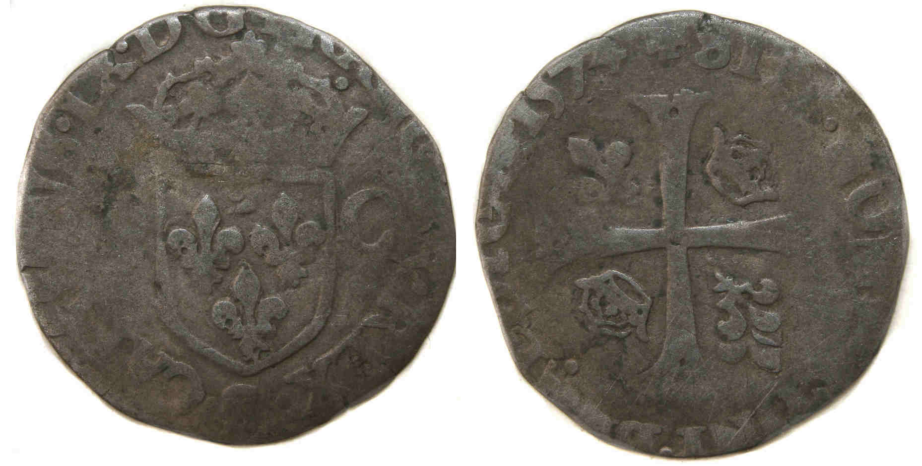 Monnaies royales francaises CHARLES IX DOUZAIN 2C 1574 troyes