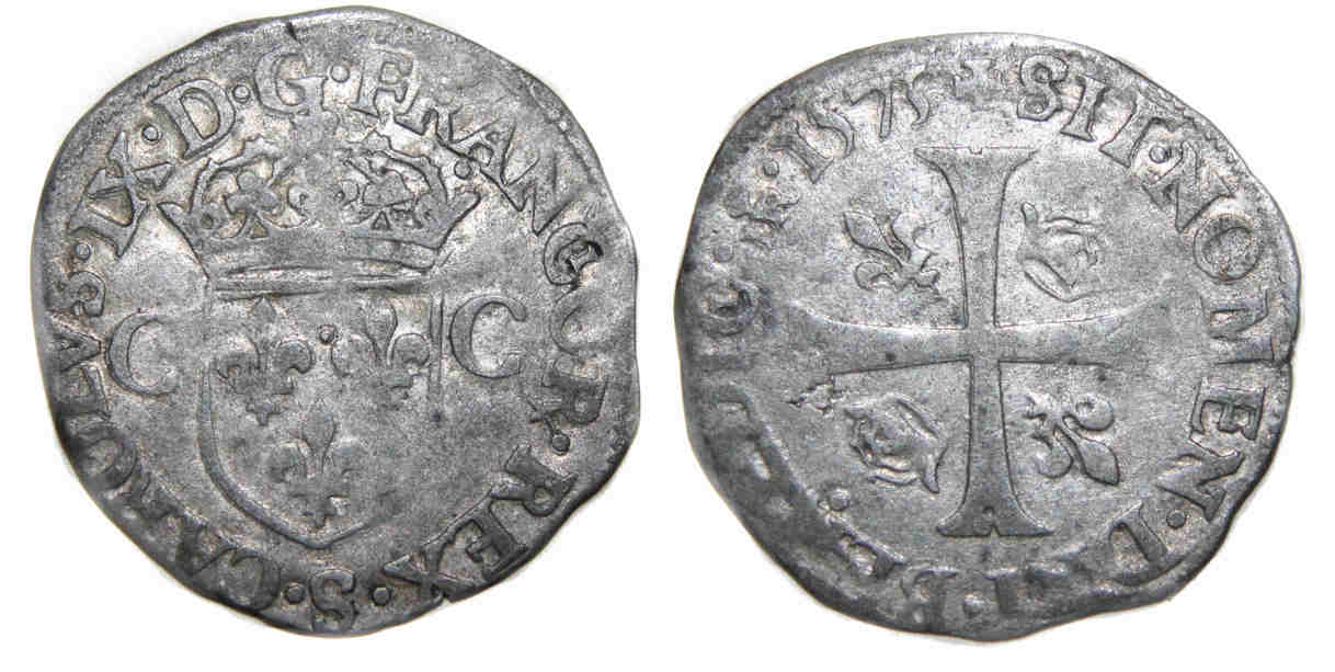 Monnaies royales-Charles IX-douzain-1575-TROYES