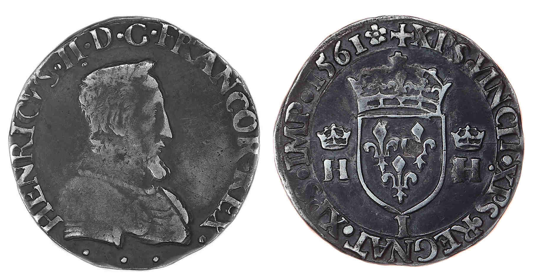 CHARLES IX TESTON HENRI II DEMI TESTON 1561 LIMOGES
