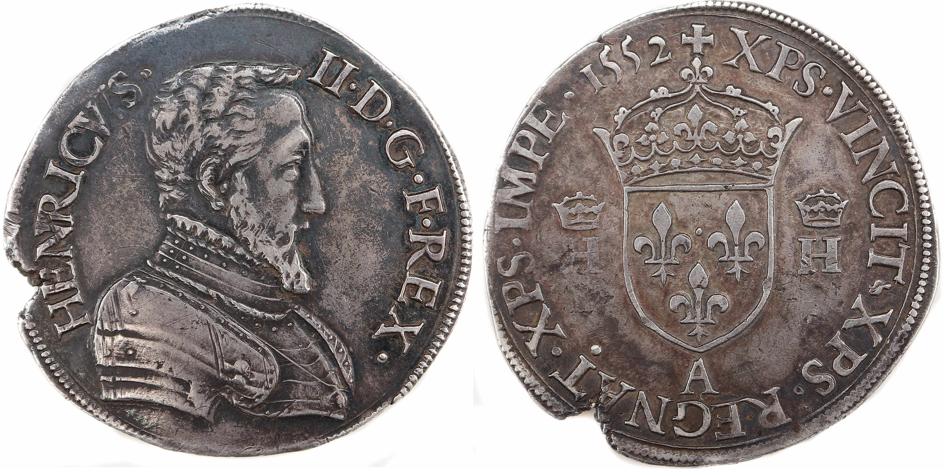 Monnaies royales francaises HENRI II TESTON 1552 PARIS