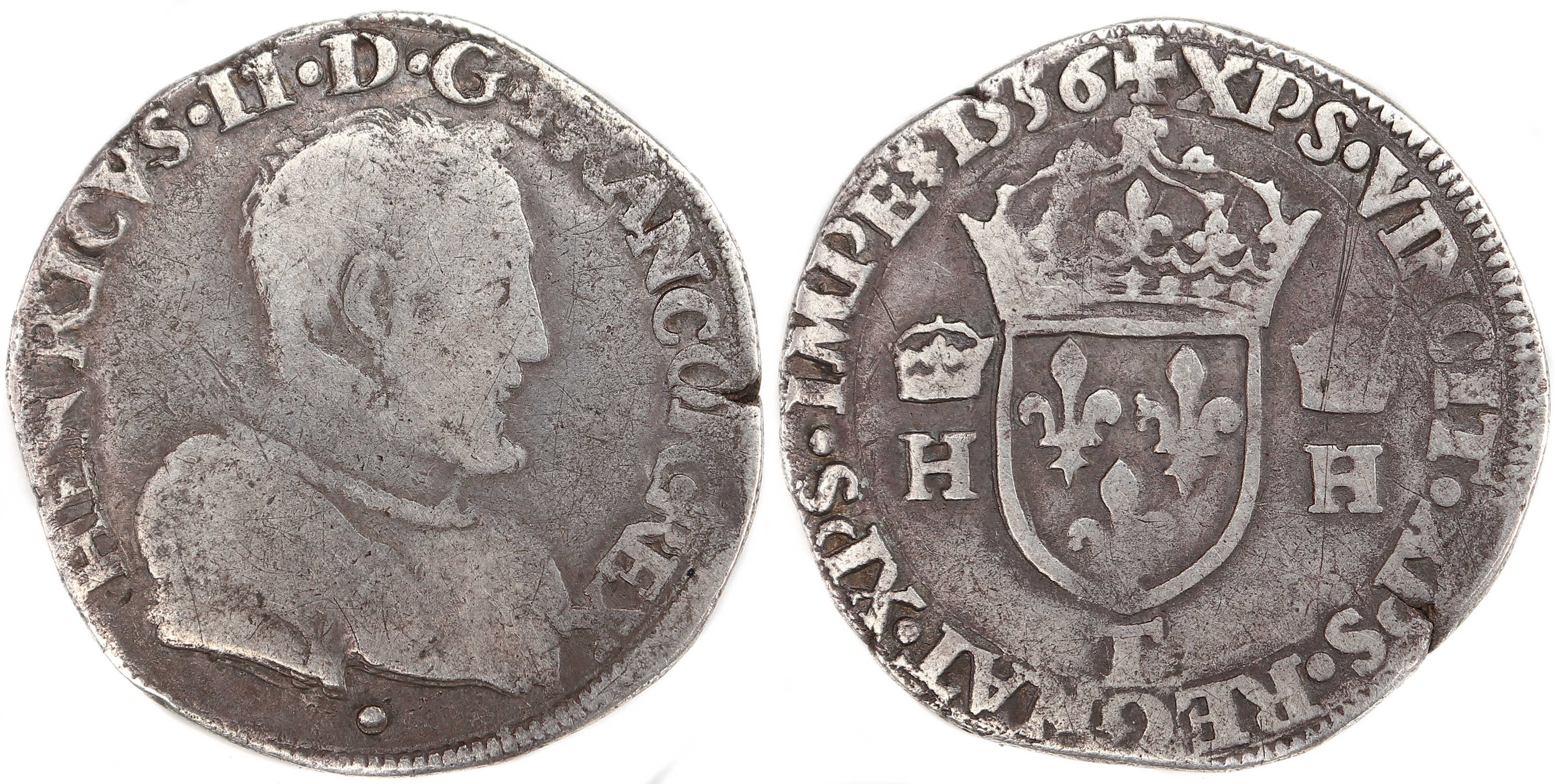 Monnaies royales francaises HENRI II TESTON 1556 NANTES