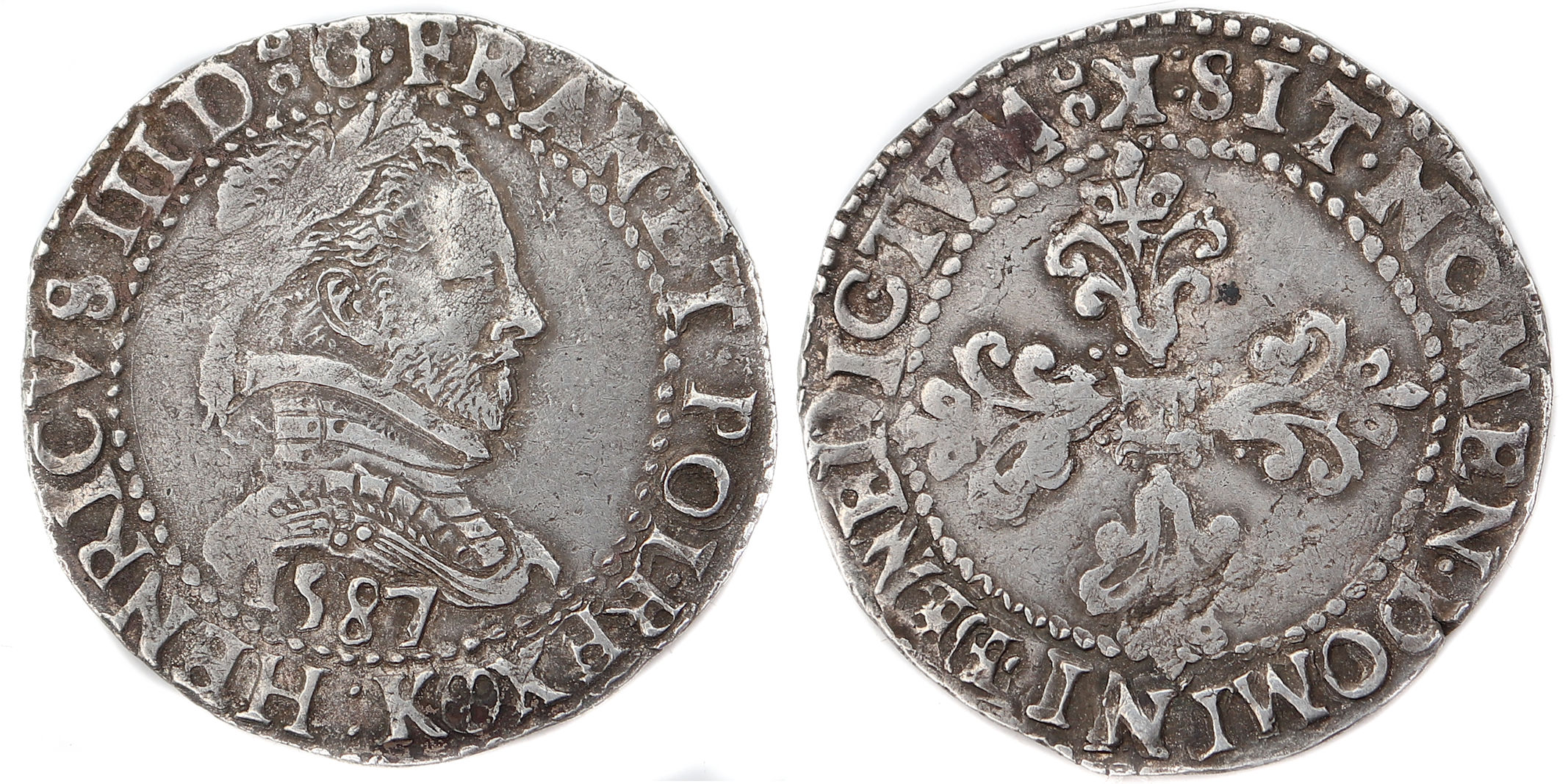HENRI III-DEMI FRANC-1587-BORDEAUX