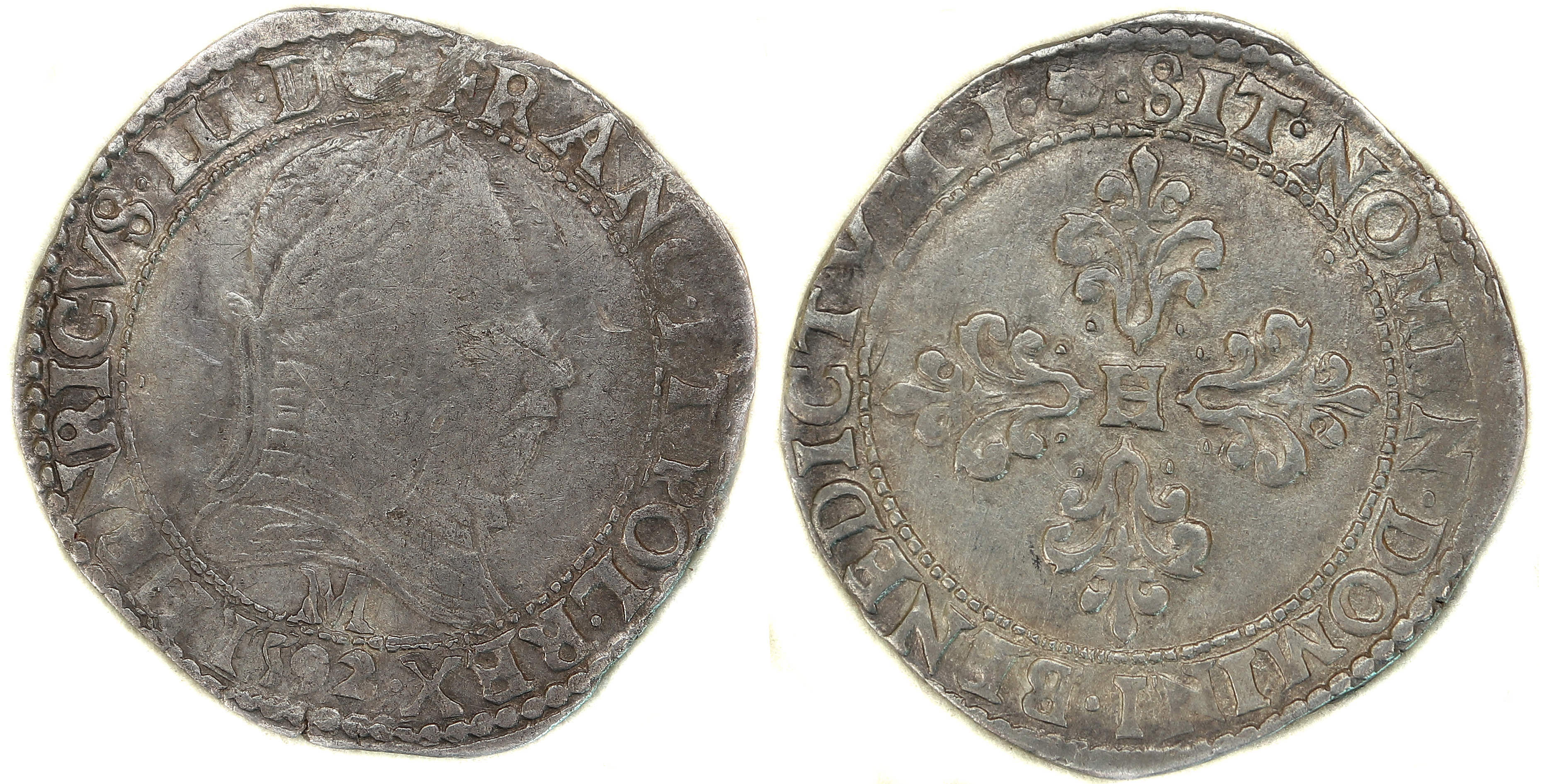 HENRI III DEMI FRANC LA LIGUE 1592 TOULOUSE