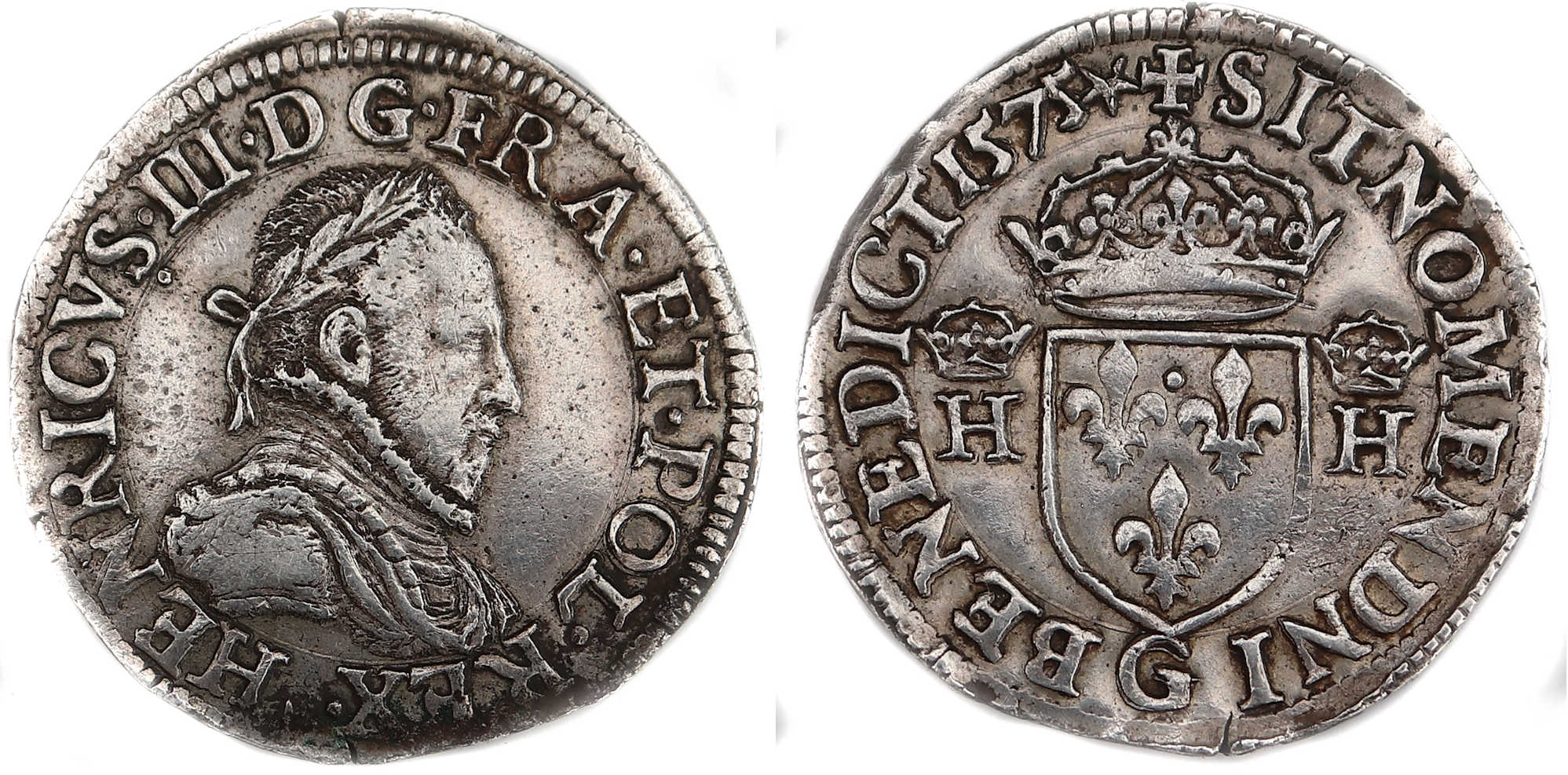 Monnaies royales françaises-HENRI III-demi teston-1575