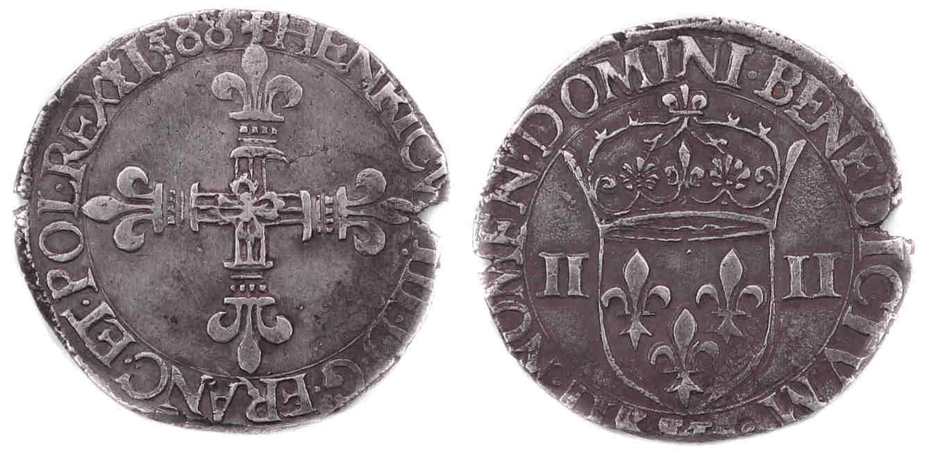 HENRI III QUART ECU  1588 LA ROCHELLE