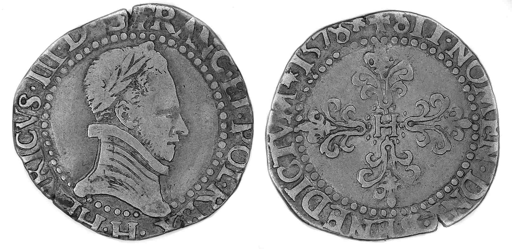 HENRI III QUART DE FRANC 1578 LA ROCHELLE