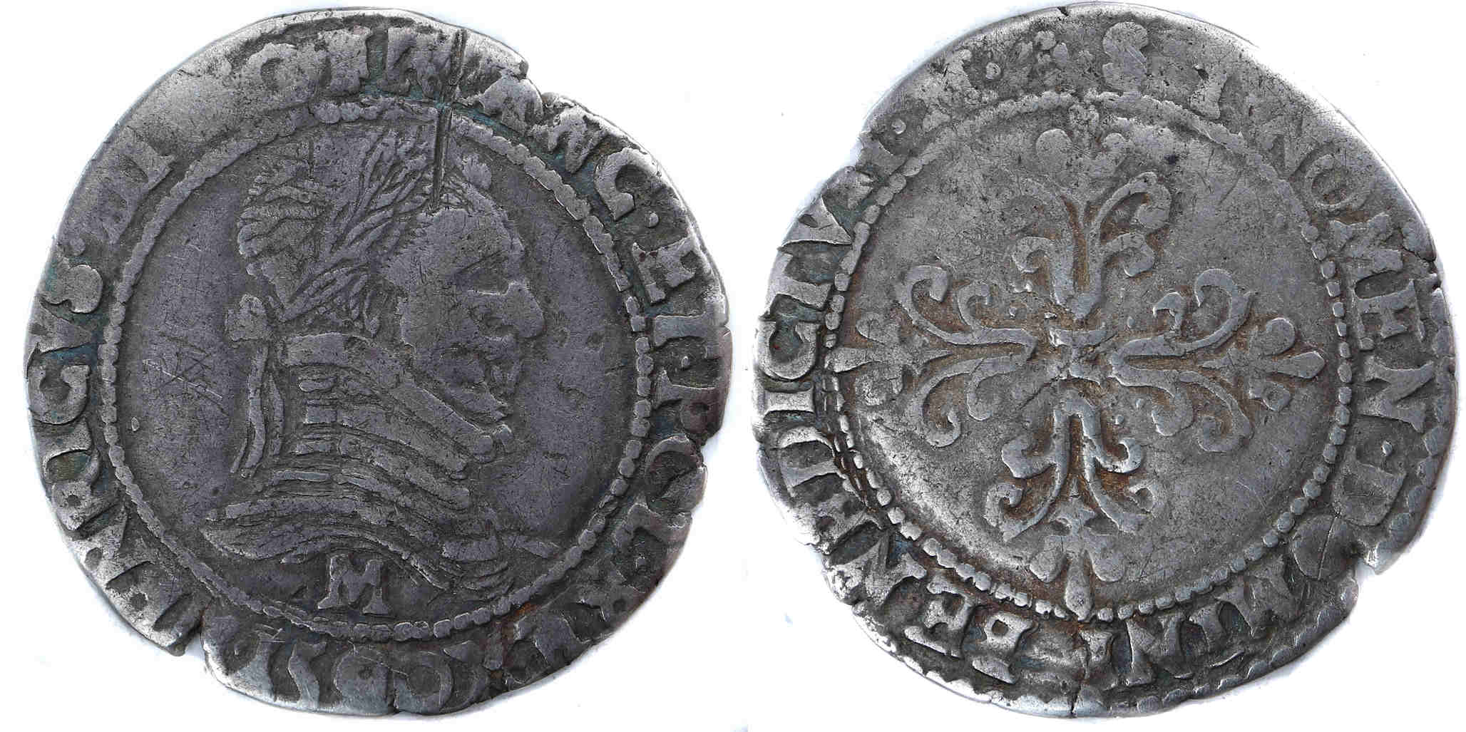 Monnaies royales francaise HENRI III QUART DE FRANC 1590 TOULOUSE