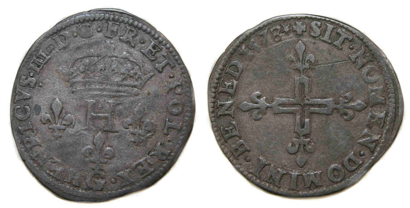 Monnaies royales HENRI III SOL PARISIS 1578 POITIERS