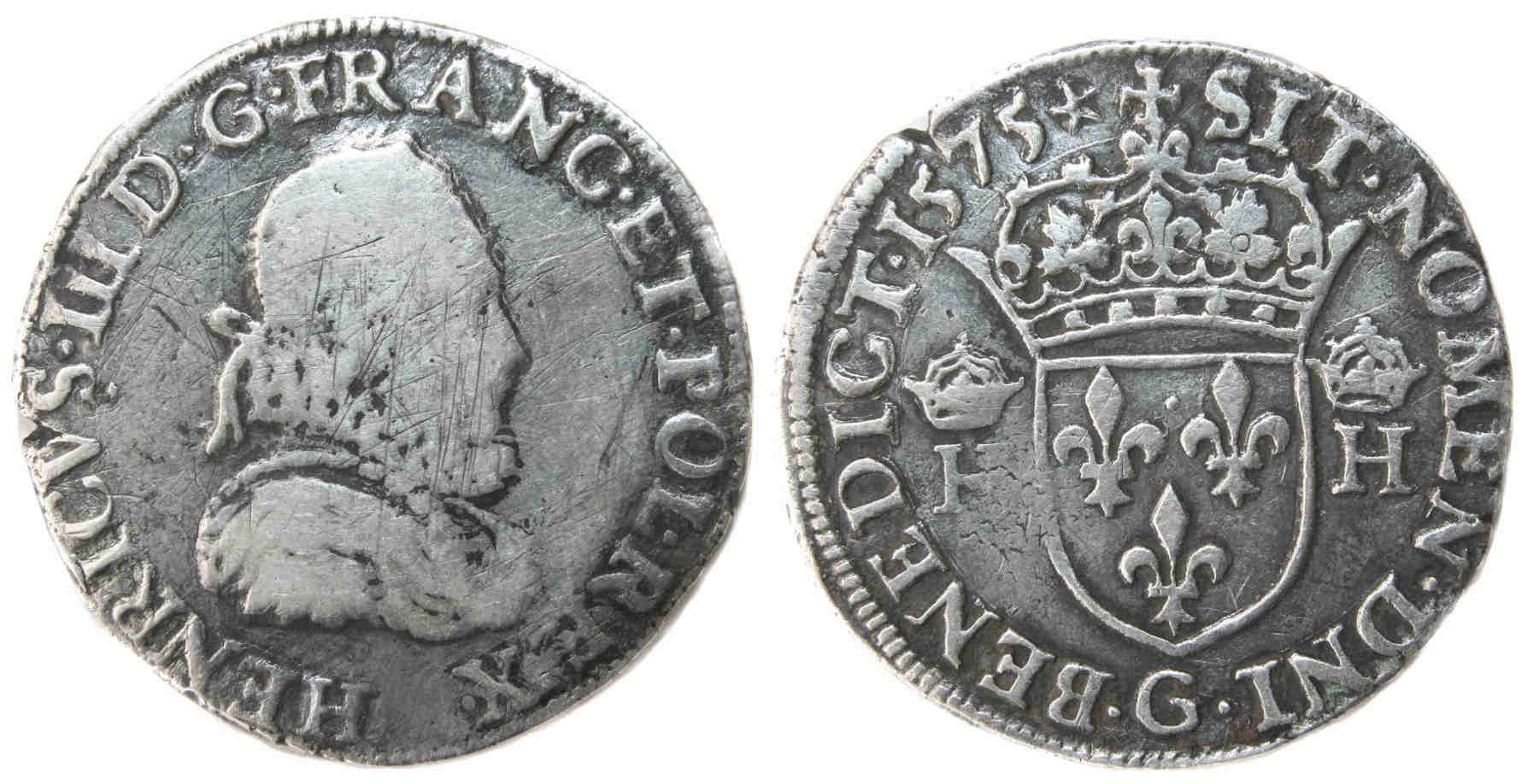 Monnaies royales francaises HENRI III TESTON 1575 POITIERS