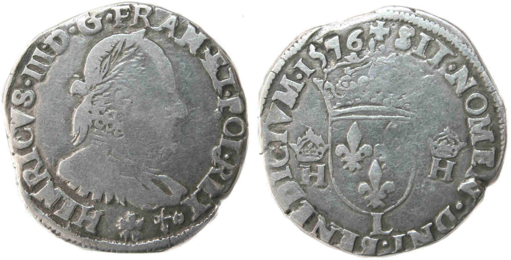 Monnaies royales francaises HENRI III TESTON 1576 BAYONNE