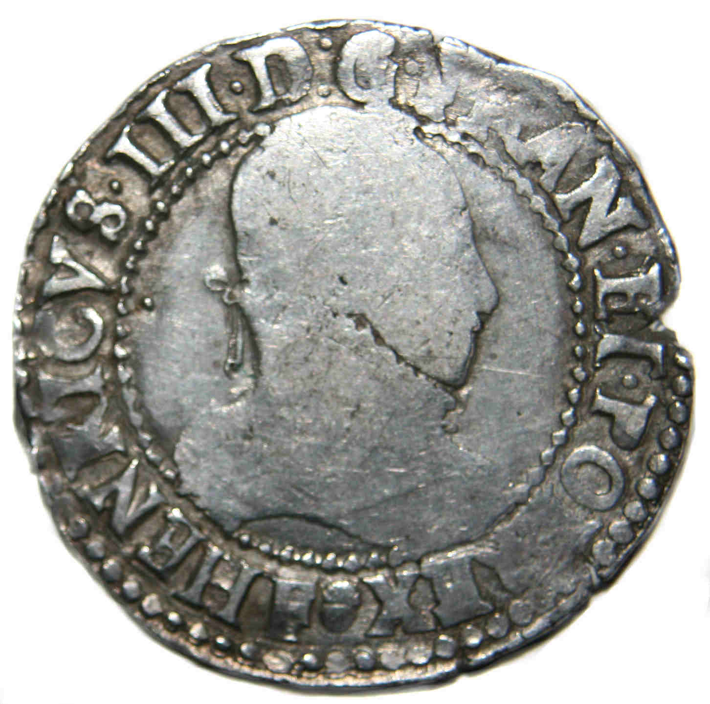 Monnaies royales francaises-HENRI III-demi franc-1587-ANGERS-droit