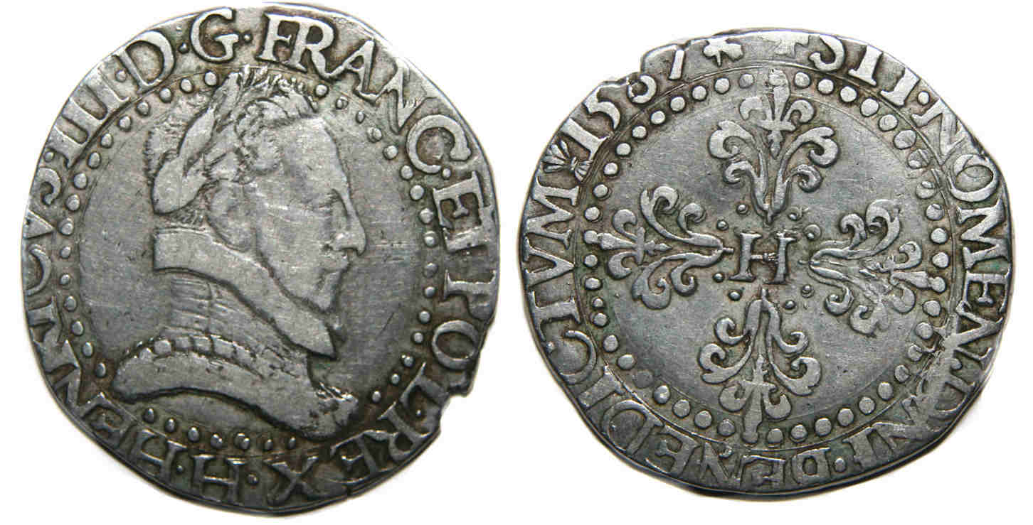 Monnaies royales francaises-HENRI III-demi franc-LA ROCHELLE