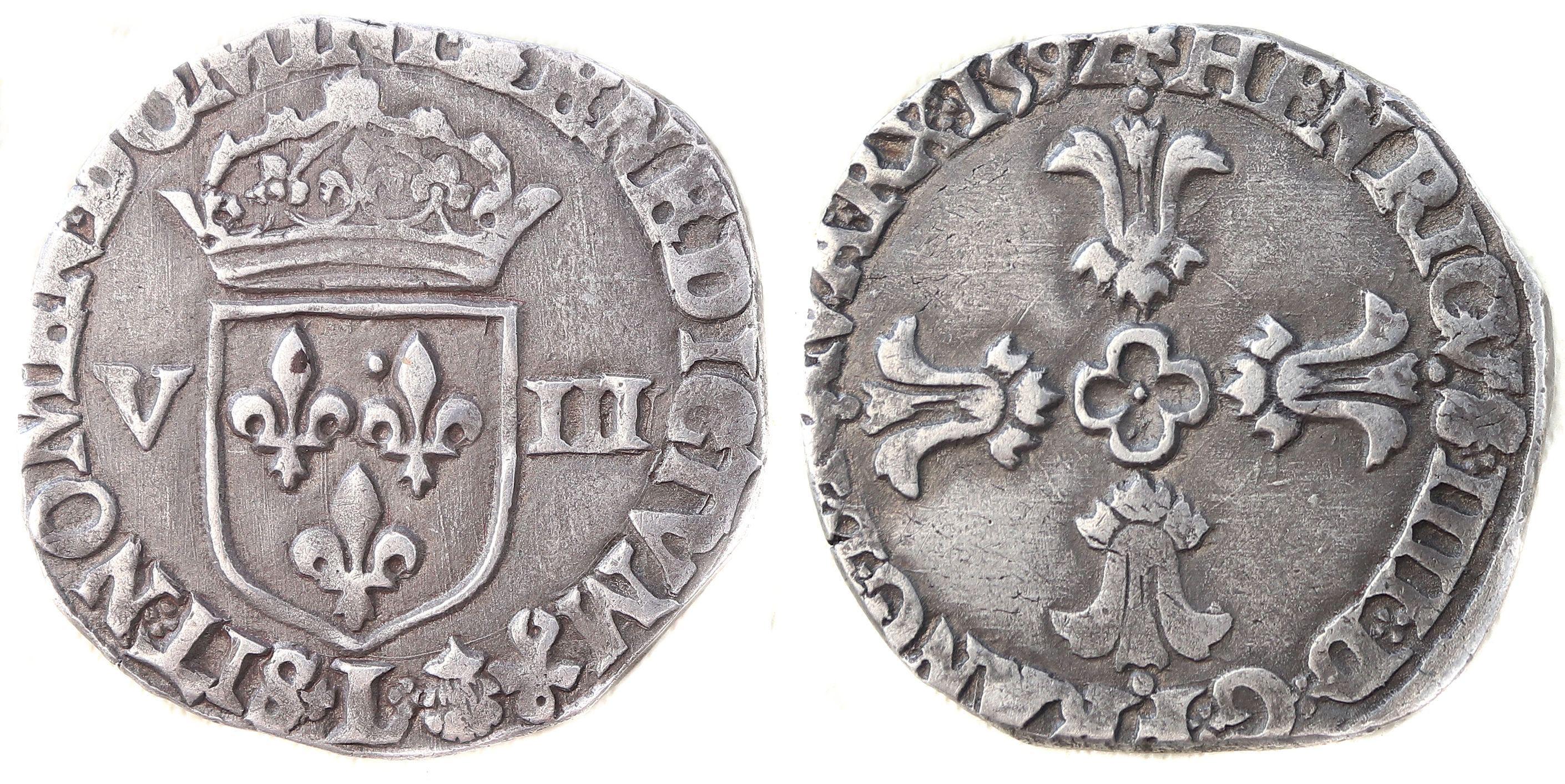 HENRI IV HUITIEME ECU 1592 BAYONNE
