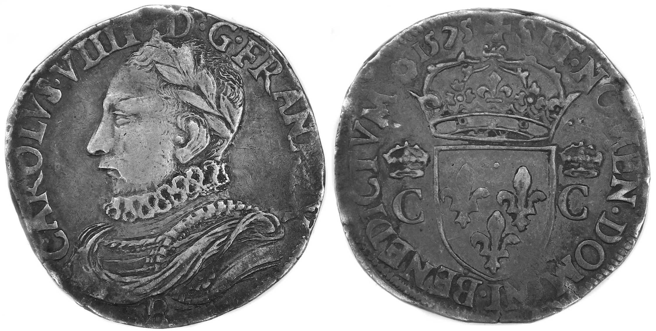 HENRI III TESTON CHARLES IX 1575 ROUEN