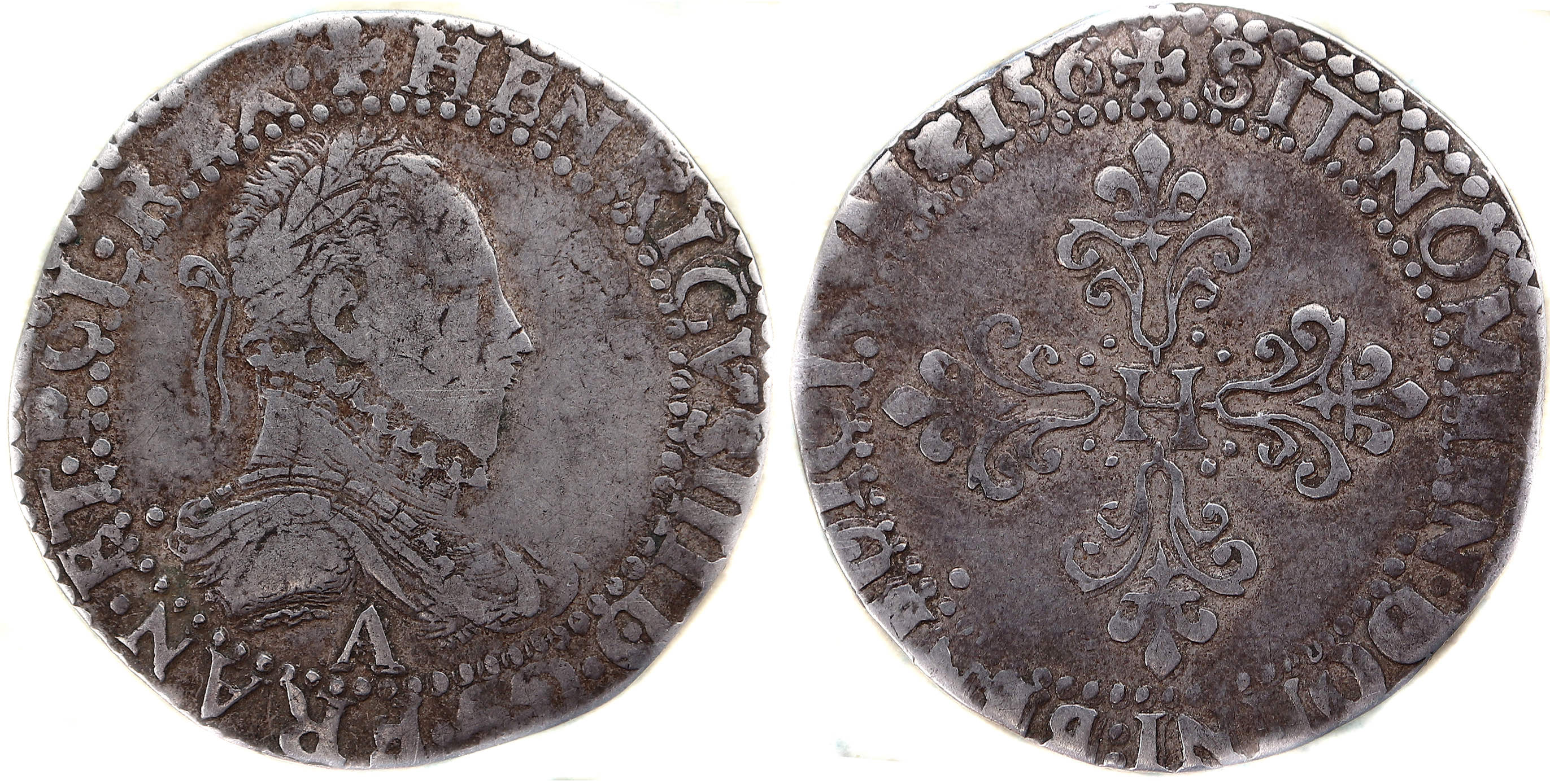 HENRI III DEMI FRANC 1586 PARIS (fauté)