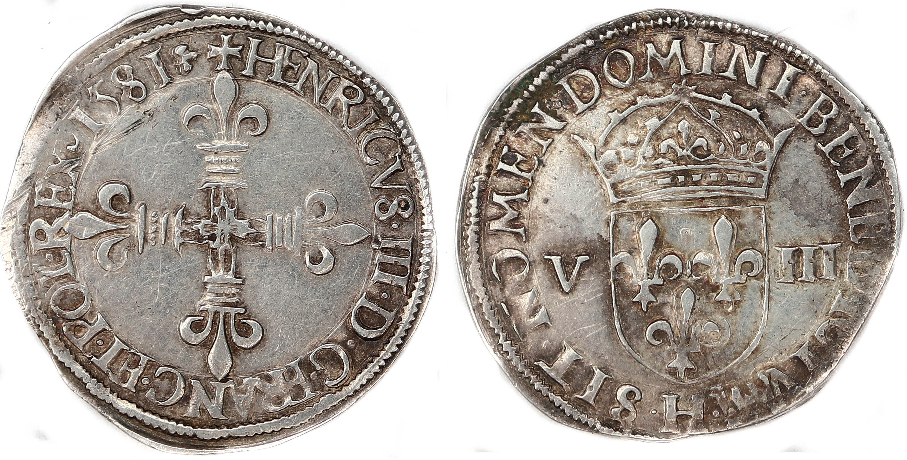 HENRI III HUITIEME ECU 1581 LA ROCHELLE