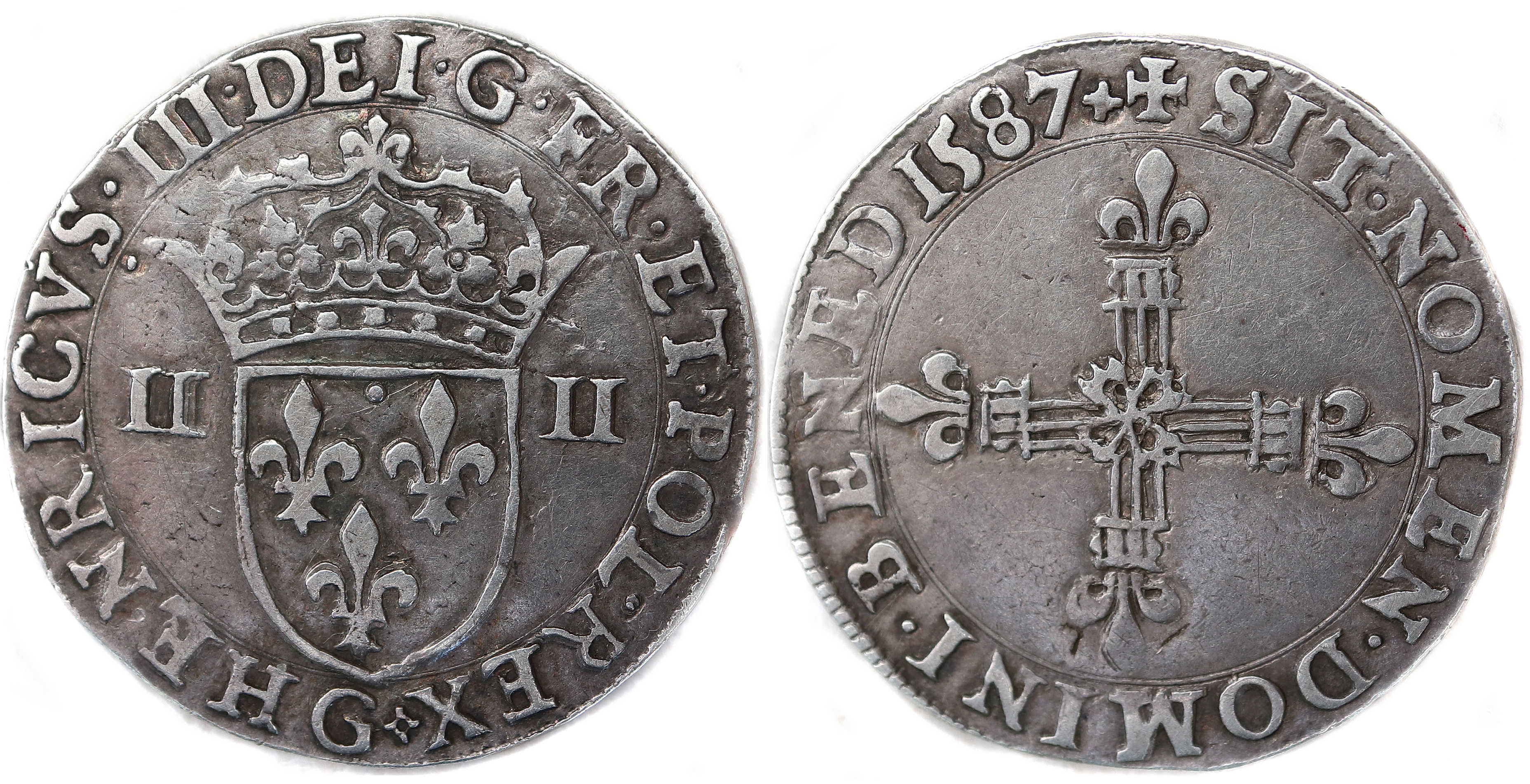 HENRI III QUART ECU 1587 POITIERS